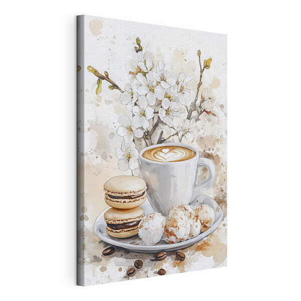 Wandbilder Eine Tasse Kaffee und Kekse
