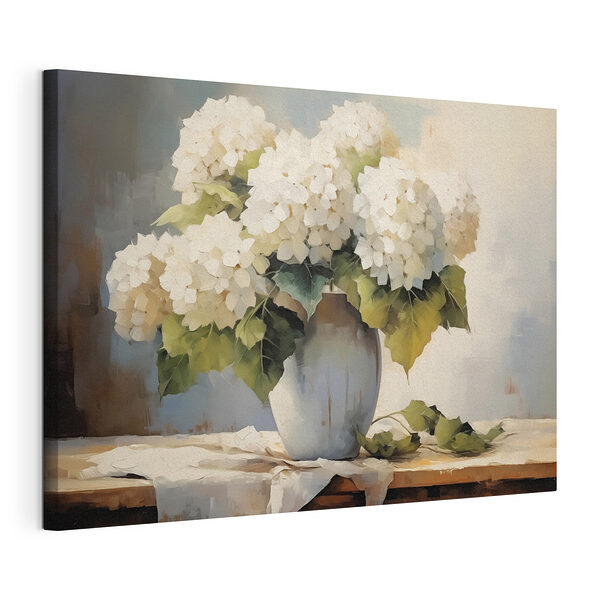 Wandbilder Gemälde mit weißen Blumen in einer Vase