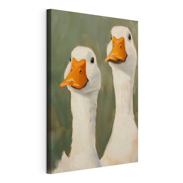 Wandbilder Gemälde von zwei weißen Enten