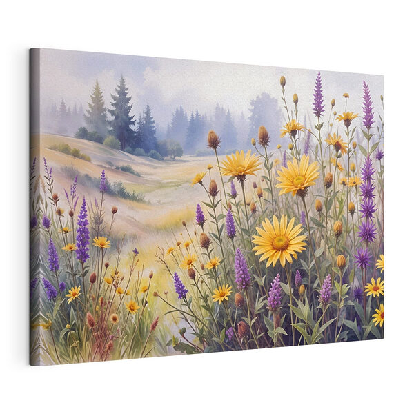 Wandbilder Feld mit Blumen und Gras