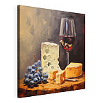 Wandbilder Glas Wein und Käse auf einem Tisch