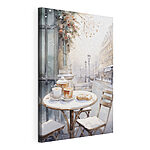 Wandbilder Tisch mit Kaffeetassen und Croissants darauf