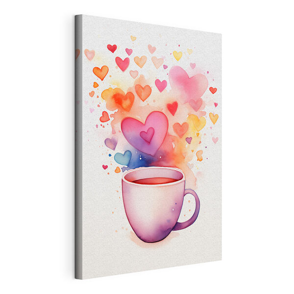 Wandbilder Tasse Tee mit Herzen