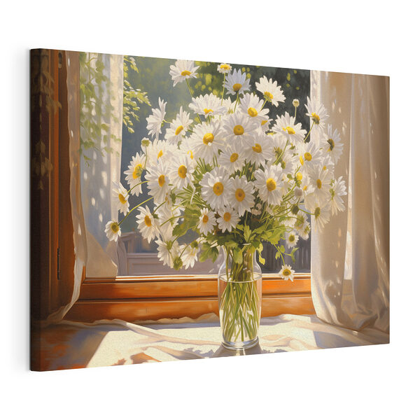 Blumenstrauß aus Gänseblümchen in einer Glasvase Wandbilder Blumenstrauß aus Gänseblümchen in einer Glasvase