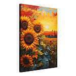 Wandbilder Gemälde von Sonnenblumen auf einem Feld
