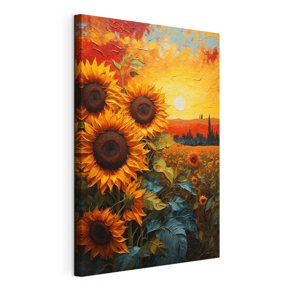 Gemälde von Sonnenblumen auf einem Feld Wandbilder Gemälde von Sonnenblumen auf einem Feld