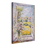 Wandbilder Gemälde eines Fensters mit Blumen darin