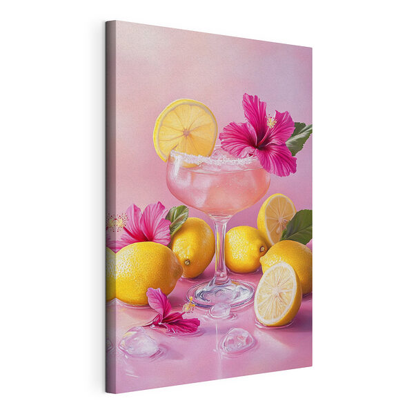 Glas mit rosa Getränk und Zitronen Wandbilder Glas mit rosa Getränk und Zitronen