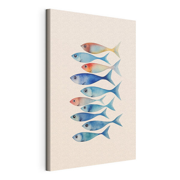 Wandbilder Gruppe von Fischen mit verschiedenen Farben