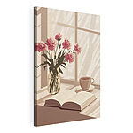 Wandbilder Buch und eine Vase mit Blumen