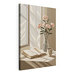 Wandbilder Buch und eine Vase mit Blumen