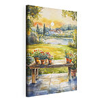 Wandbilder Aquarellmalerei eines Tisches mit Topfpflanzen darauf