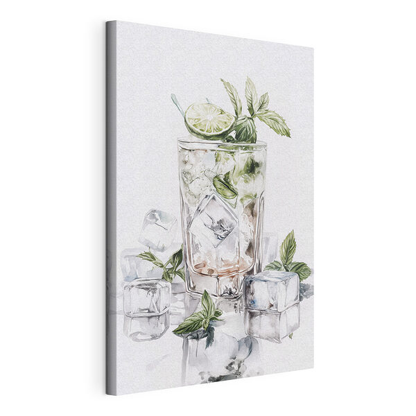 Glas mit Eis und Limette obenauf Wandbilder Glas mit Eis und Limette obenauf