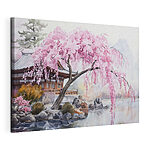 Wandbilder Aquarell eines Baumes mit rosa Blüten