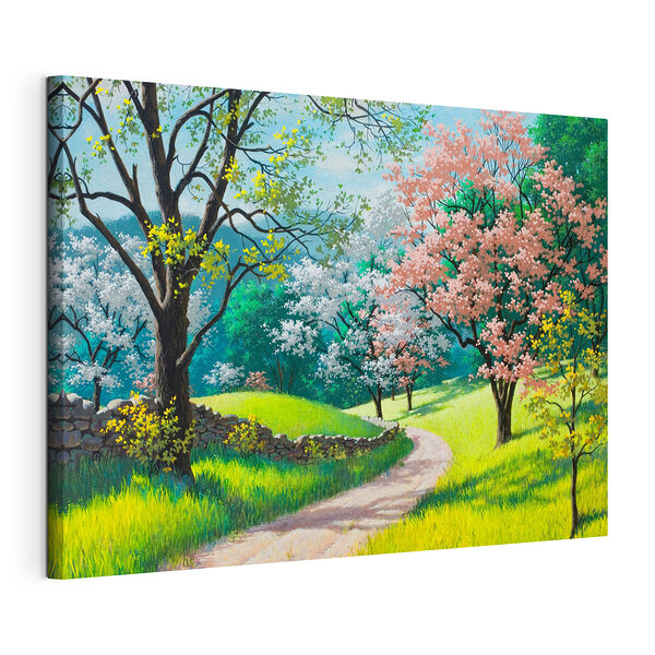 Wandbilder Gruppe von Bäumen mit rosa Blüten