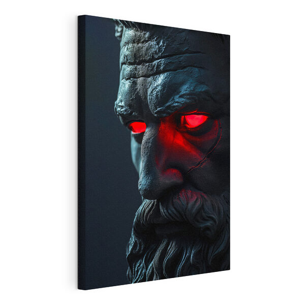 Wandbilder Statue eines Mannes mit roten Augen