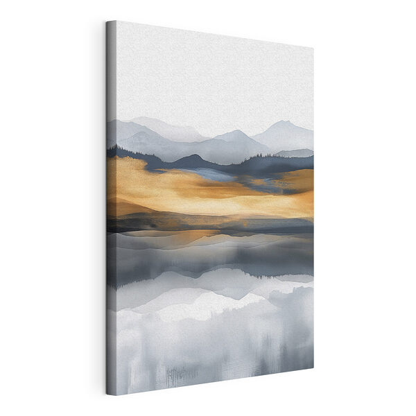 Wandbilder Aquarellmalerei von Bergen und einem See
