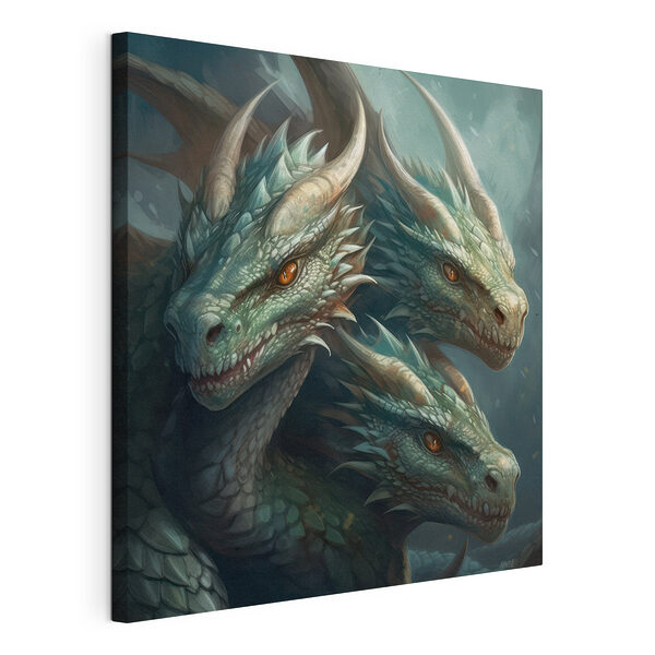 Wandbilder Gruppe von Drachen mit scharfen, spitzen Hörnern