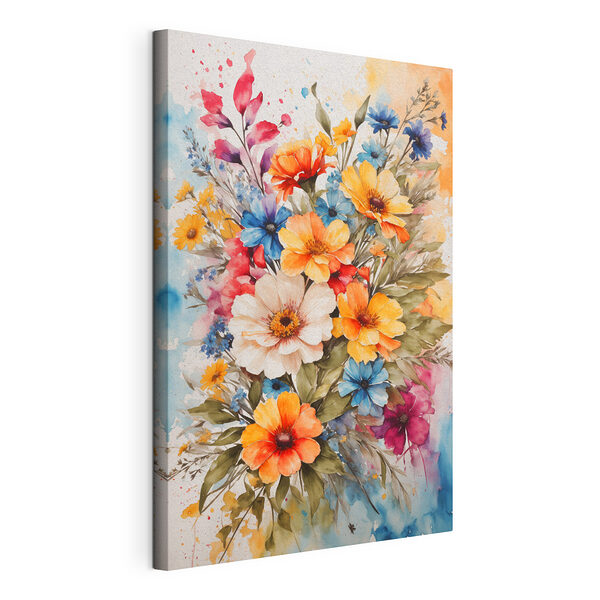 Wandbilder Lebendige Blüten in Aquarellmalerei