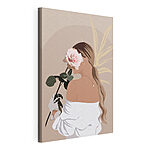 Wandbilder Anmutige Frau mit einer rosa Rose