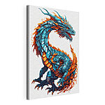 Wandbilder Blauer und orangefarbener Drache