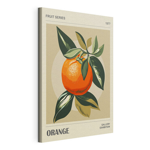 Wandbilder Orangefarbene Früchte mit leuchtend grünen Blättern