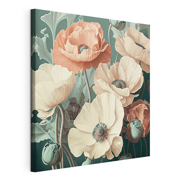Wandbilder Blühende Mohnblumen in zarten Pastelltönen
