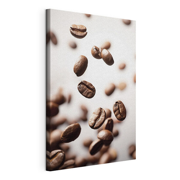 Schwebende Kaffeebohnen in Bewegung Wandbilder Schwebende Kaffeebohnen in Bewegung