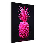 Wandbilder Leuchtend rosa Ananas auf Schwarz