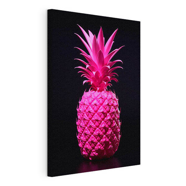 Wandbilder Leuchtend rosa Ananas auf Schwarz