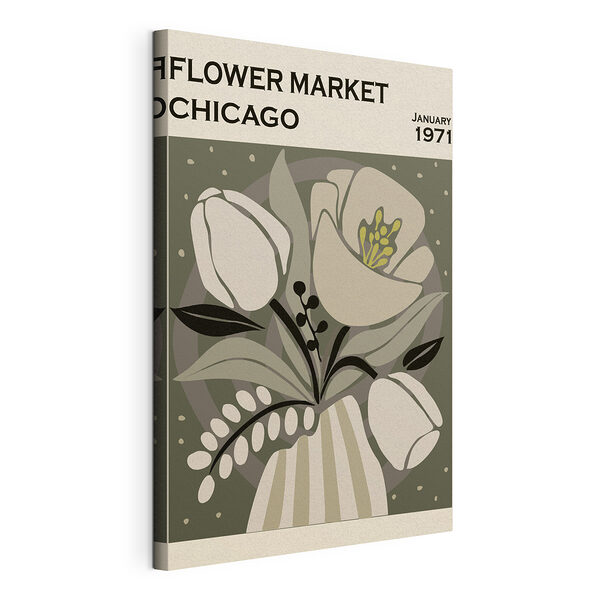 Retro-Blumenillustration in gedämpften Tönen Wandbilder Retro-Blumenillustration in gedämpften Tönen