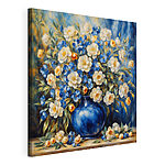Wandbilder Blaue Vase mit blühenden Blumen