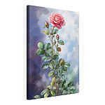 Wandbilder Rosa Rose mit blühenden Blättern