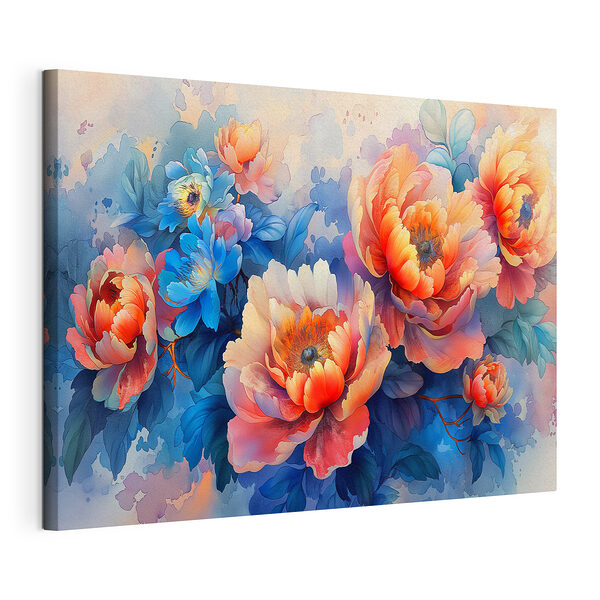 Wandbilder Lebendige Blüten in Aquarelltönen