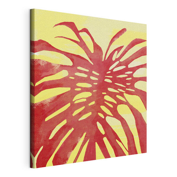 Wandbilder Rotes Blatt auf gelbem Hintergrund