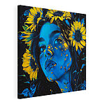 Wandbilder Frau mit Sonnenblumen in ihrem Haar