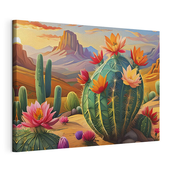 Wandbilder Wandbilder Wüstenblüten unter einem leuchtenden Sonnenuntergangshimmel (Artikelnummer: s38607)