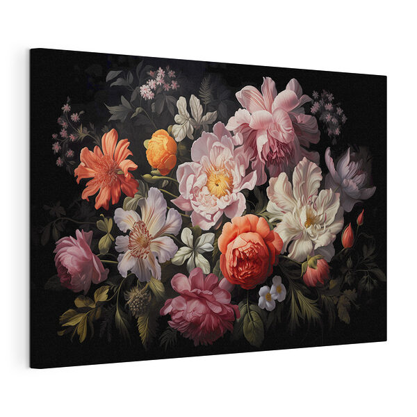 Wandbilder Wandbilder Leuchtende Blumen vor einem dunklen Hintergrund (Artikelnummer: s38721)