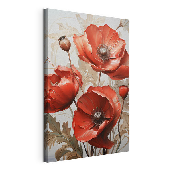 Wandbilder Leuchtend rote Blumen in Blüte