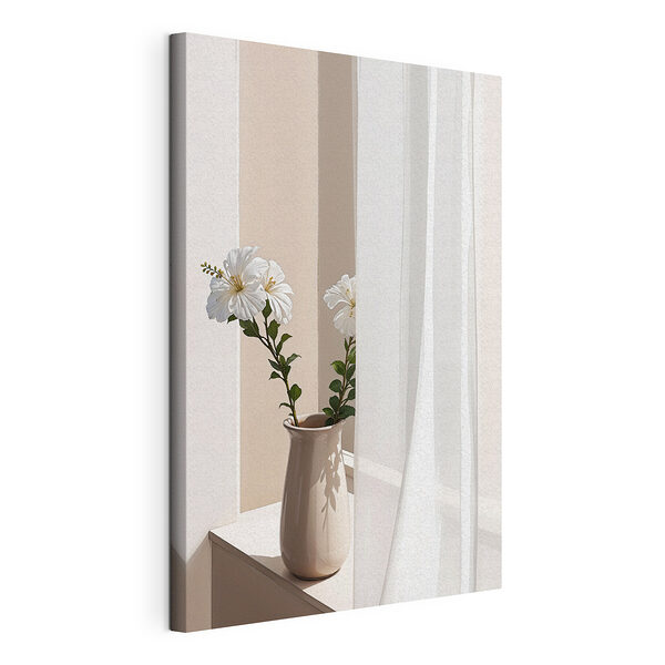Wandbilder Wandbilder Weiße Blumen in einer Keramikvase (Artikelnummer: s38772)