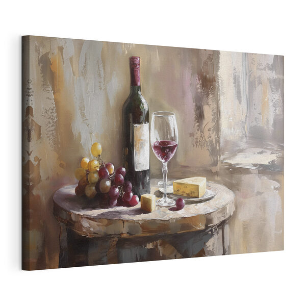 Wein, Käse und Weintrauben auf dem Tisch Wandbilder Wein, Käse und Weintrauben auf dem Tisch