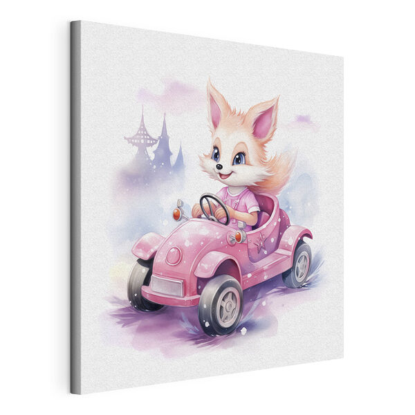 Wandbilder Fox fährt ein rosa Spielzeugauto (Artikelnummer: s38943) Wandbilder Wandbilder Fox fährt ein rosa Spielzeugauto (Artikelnummer: s38943)