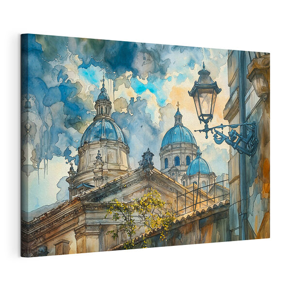 Wandbilder Aquarellmalerei eines Gebäudes mit blauen Kuppeln (Artikelnummer: s38961) Wandbilder Wandbilder Aquarellmalerei eines Gebäudes mit blauen Kuppeln (Artikelnummer: s38961)