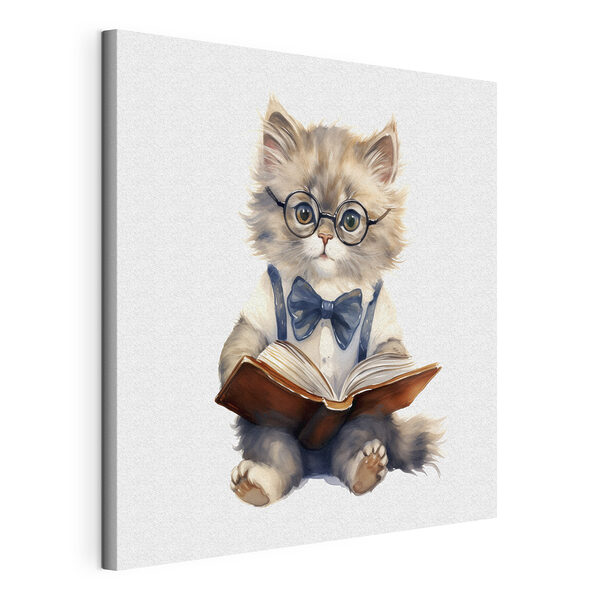Wandbilder Wandbilder Katze mit Brille und Fliege liest ein Buch (Artikelnummer: s39023)