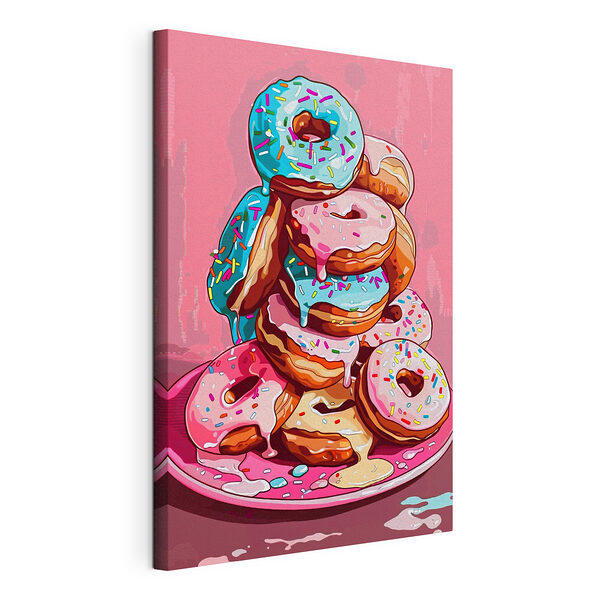 Stapel von Donuts mit Zuckerguss und Streuseln Wandbilder Stapel von Donuts mit Zuckerguss und Streuseln