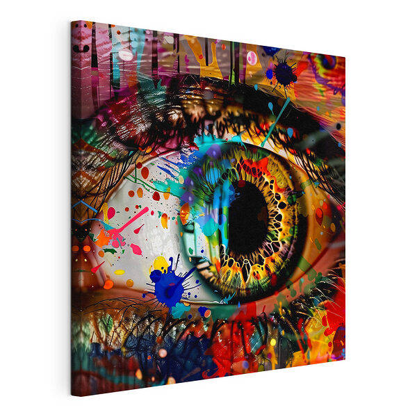 Wandbilder Buntes Auge mit Farbspritzern