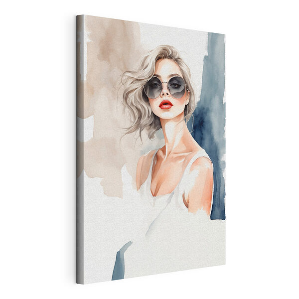 Wandbilder Wandbilder Aquarell einer Frau mit Sonnenbrille (Artikelnummer: s39158)