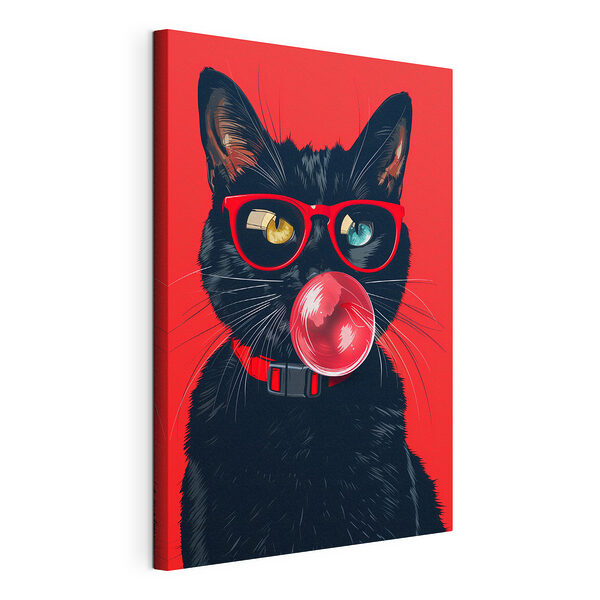Wandbilder Katze mit Sonnenbrille und Kaugummi