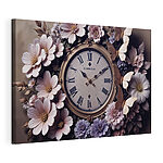 Wandbilder Uhr umgeben von Blumen