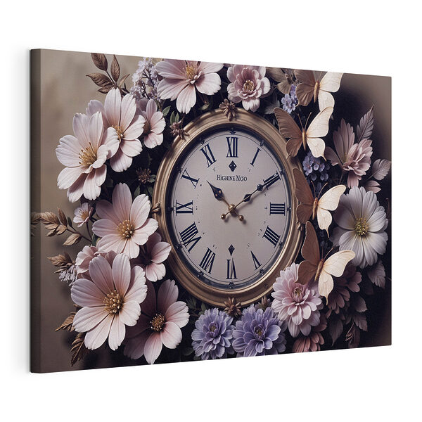 Wandbilder Wandbilder Uhr umgeben von Blumen (Artikelnummer: s39386)